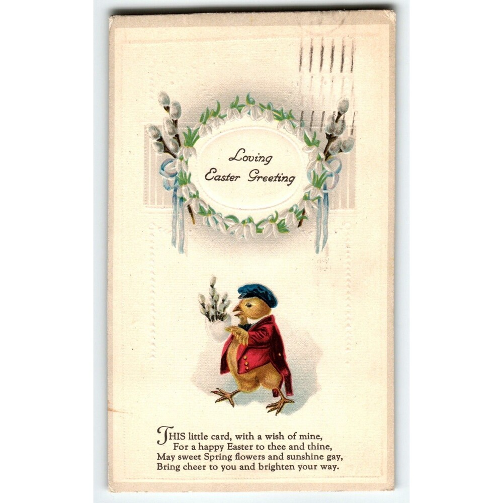 Easter Postcard Dressed Baby Chick Anthropomorphic Fantasy Loving Greetings 20's